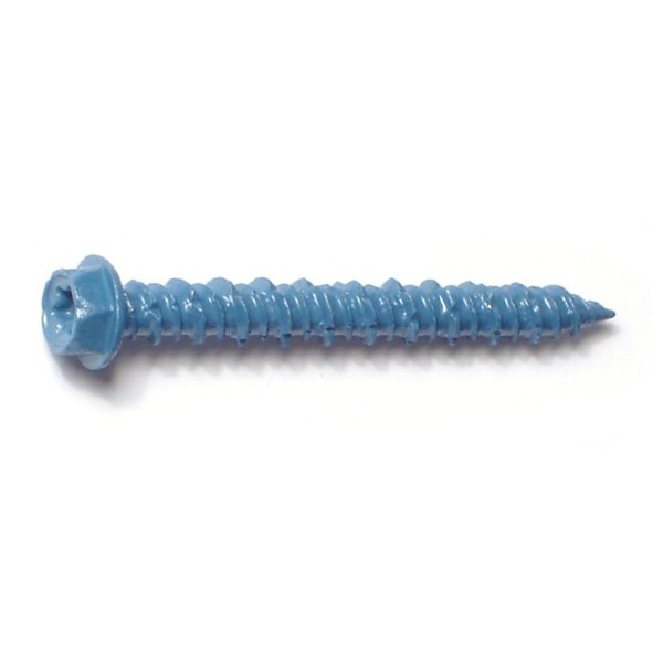 Torquemaster Masonry Screw, 3/16" Dia., Hex, 1-3/4" L, Steel Blue Ruspert, 100 PK 51207